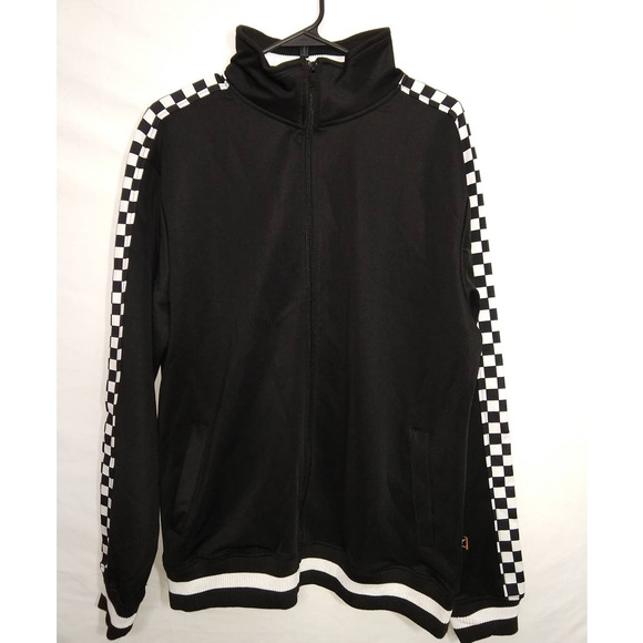 SCREENSHOT Men's Athletic Urban Hip-Hop Track Suit Black Checkered Jacket Large - Picture 6 of 15
